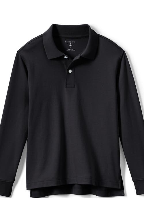 Shop Lands' End School Uniform Kids Long Sleeve Interlock Polo Shirt In Black