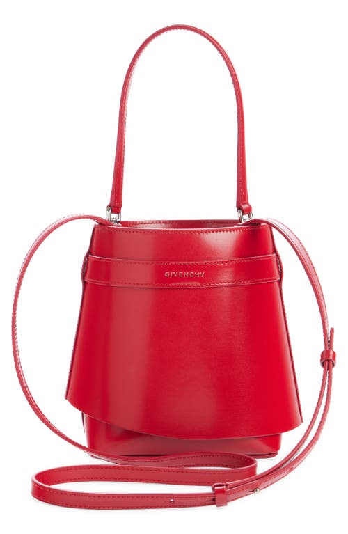 Shop Givenchy Shark Lock Leather Bucket Bag In Red