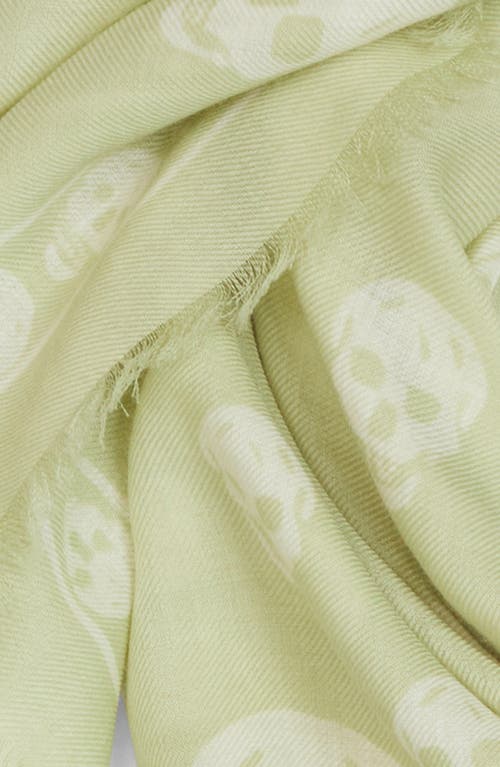 Alexander Mcqueen Classic Skull Wool Scarf In Oyster/ivory