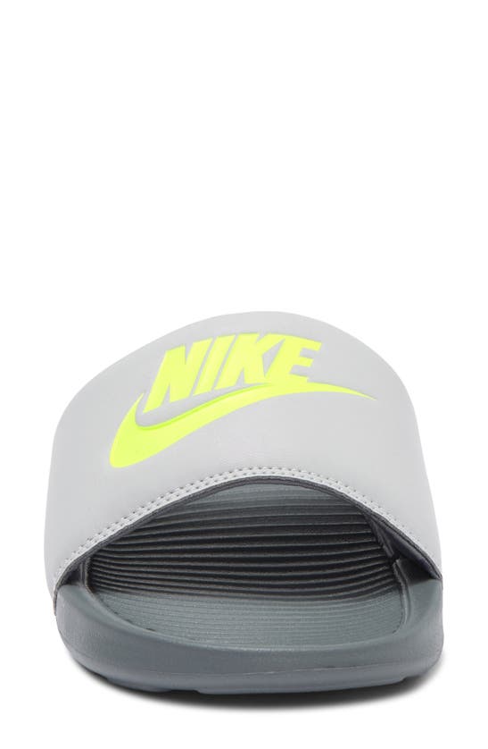 Nike Men's Victori One Slide Sandals From Finish Line In Grey Fog/ Volt/ Grey