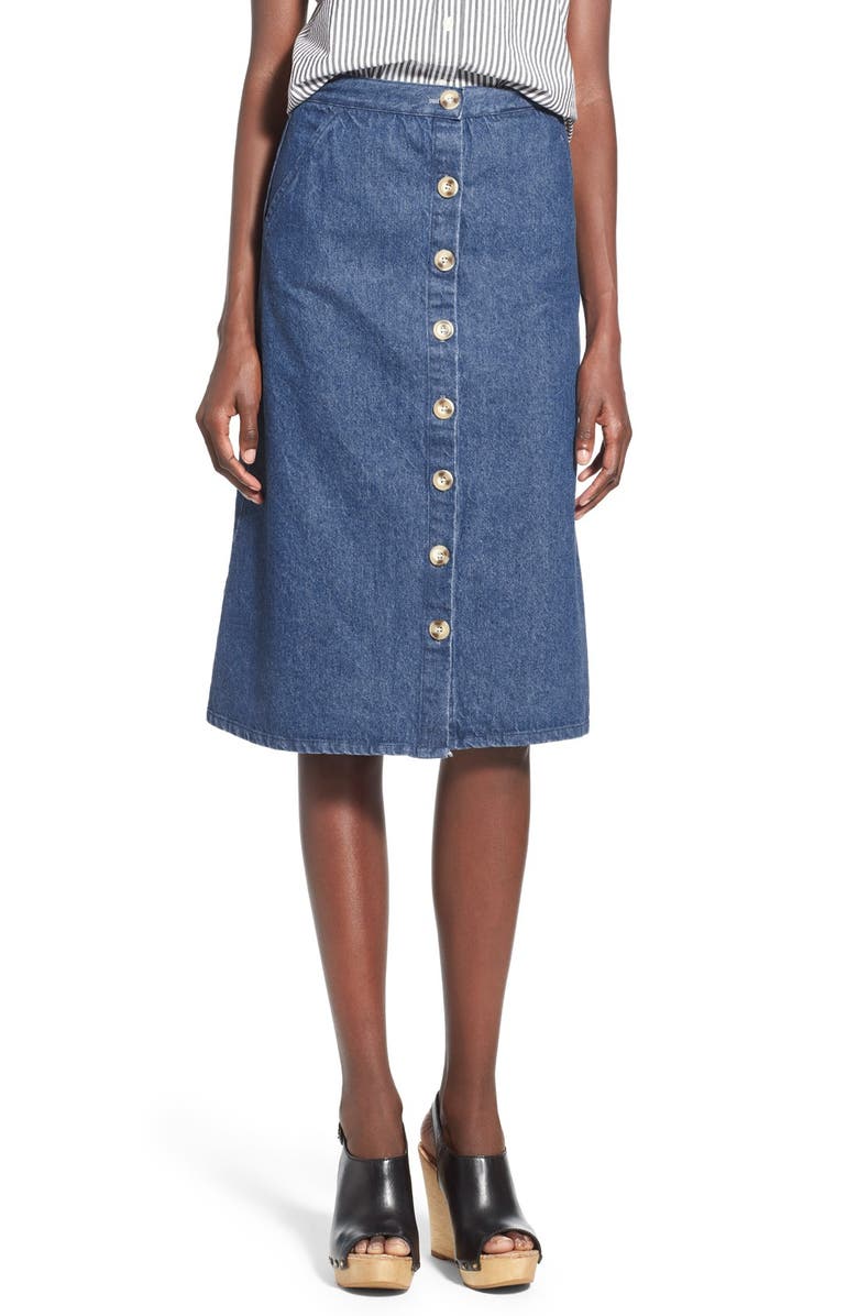 Mimi Chica Button Front Denim Midi Skirt | Nordstrom