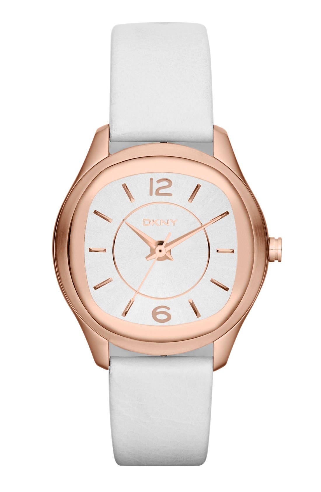 DKNY Round Leather Strap Watch, 34mm Nordstrom