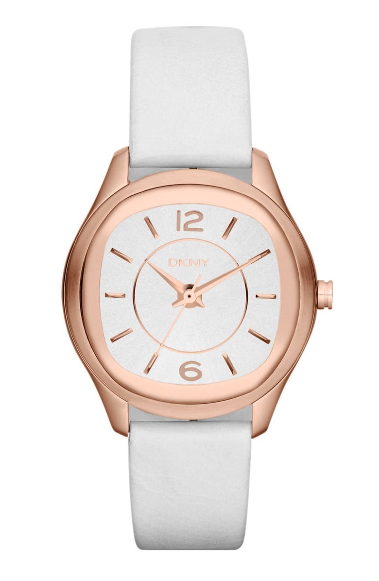 DKNY Round Leather Strap Watch, 34mm | Nordstrom