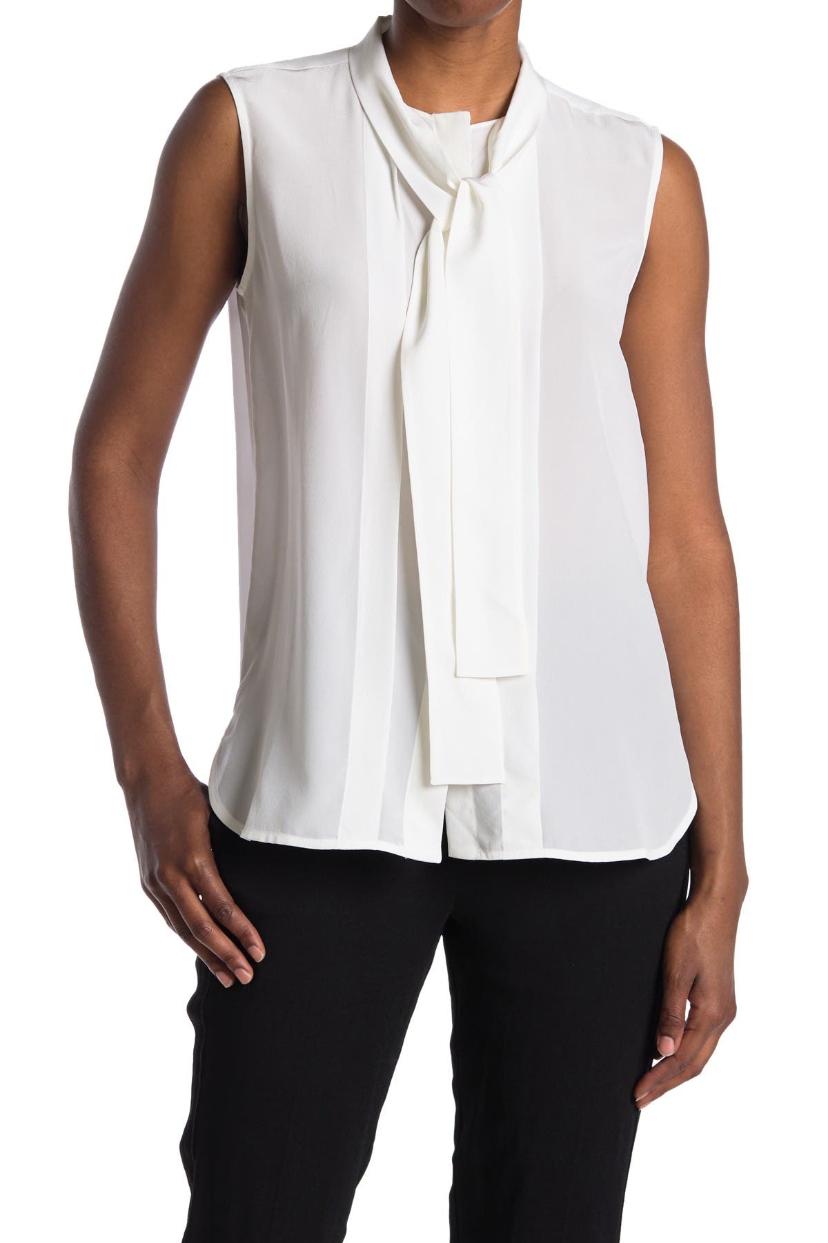 sleeveless tie neck top