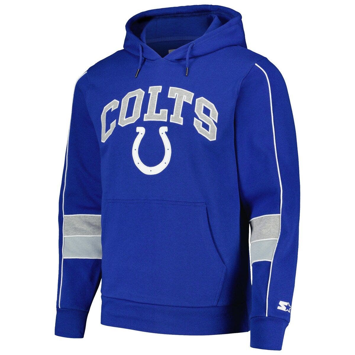 Men's Starter Gray/Royal Indianapolis Colts Extreme Fireballer Throwback  Pullover Hoodie