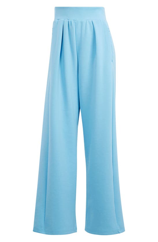 Shop Adidas Originals Wide Leg Yoga Pants In Semi Blue Burst/ Grey