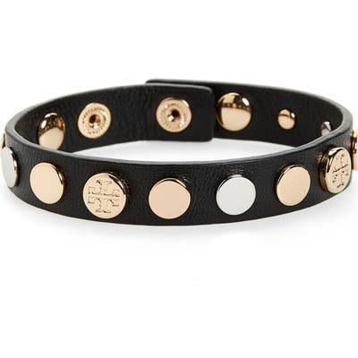 Tory Burch Logo Studded Single Wrap Bracelet