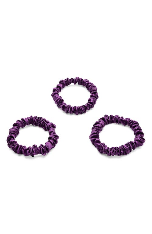 BLISSY 3-Pack Skinny Silk Scrunchies in Royal Purple