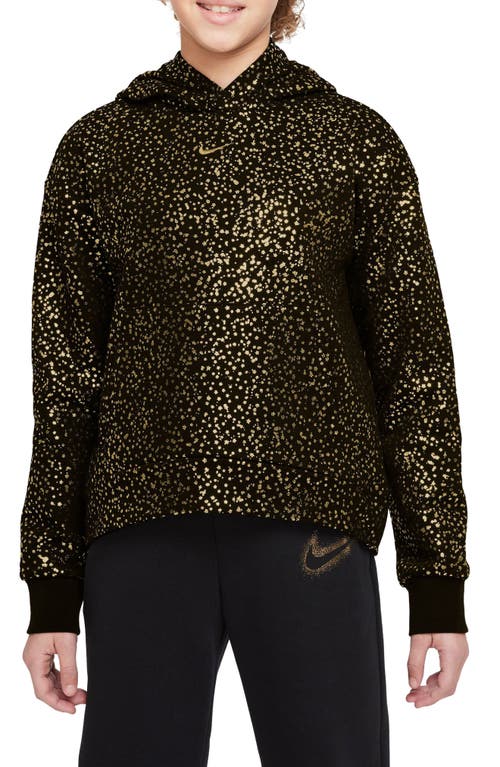 Nike Kids' Foil Confetti Hoodie In Black/metallic Gold