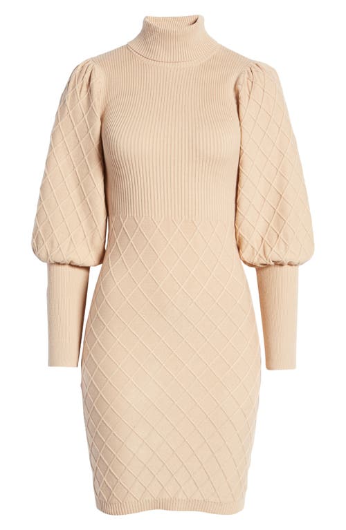 bebe Quilted Sweater Dress in Taupe