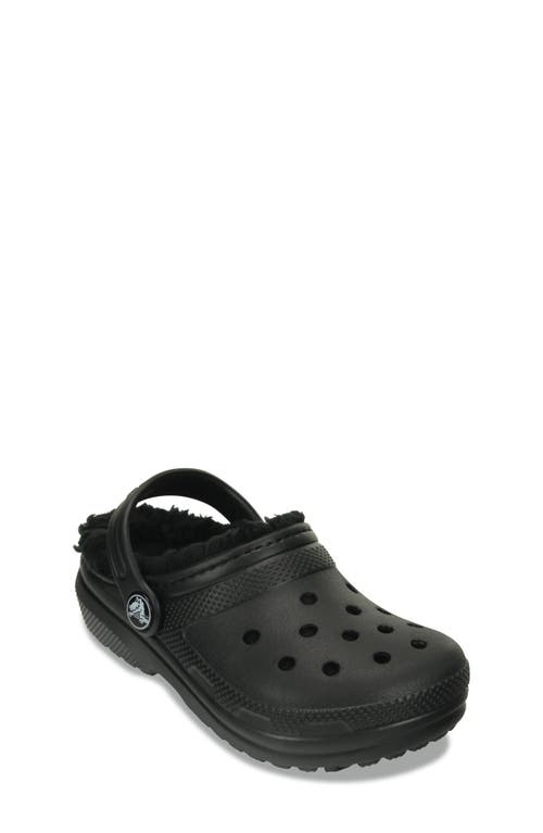 Crocs Kids' Classic Faux Fur Lined Clog In Black/black
