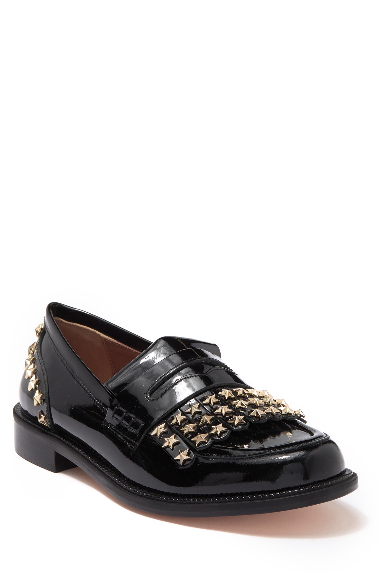 Red Valentino Studded Patent Loafer In Nero