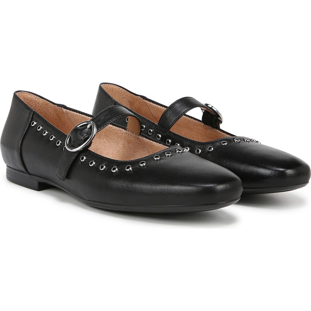 Naturalizer Kelly 5 Mary Jane Flats In Black Leather