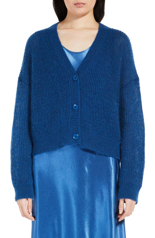 Rugiada Mohair & Wool Blend V-Neck Cardigan in Cornflower Blue