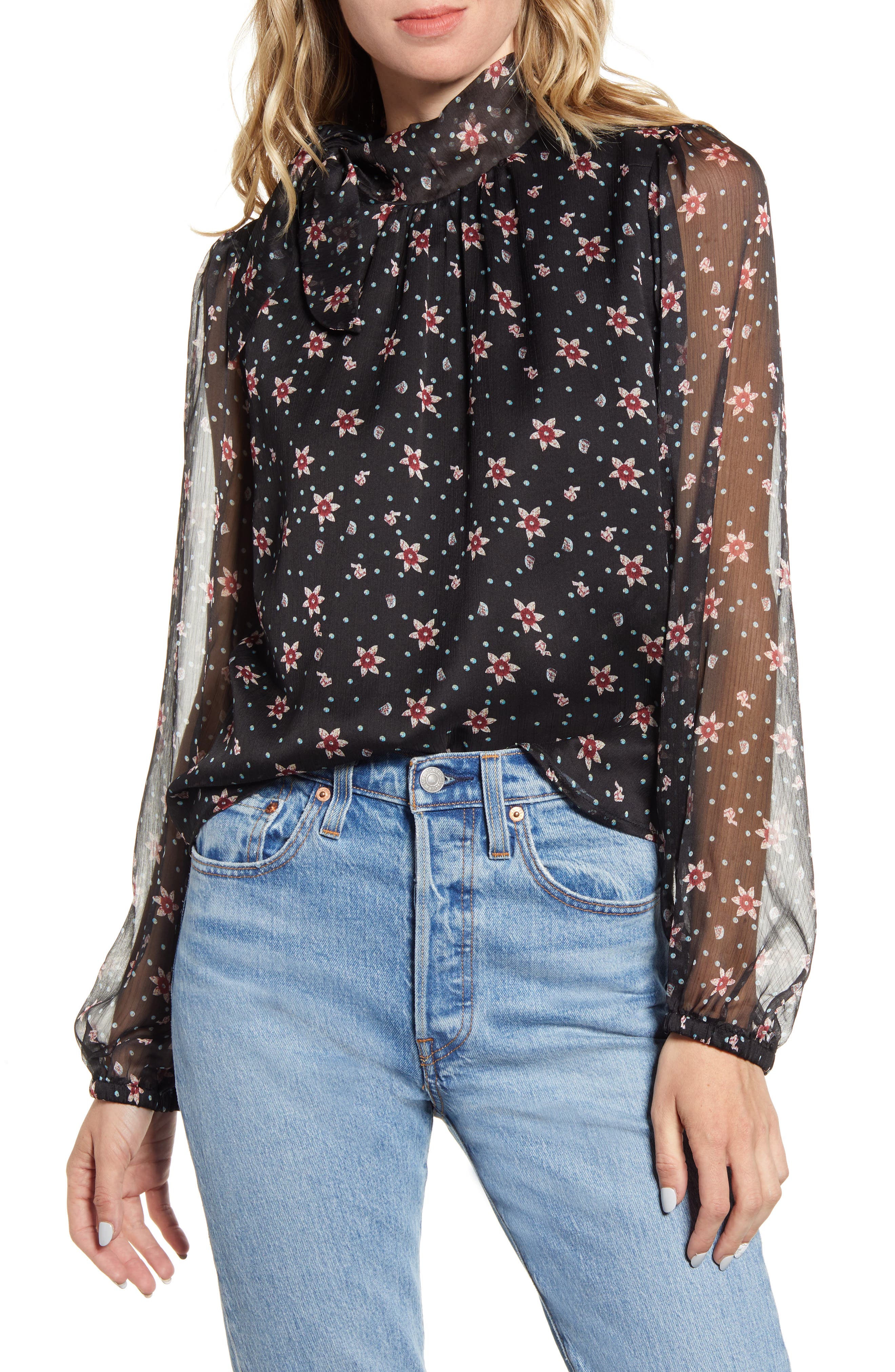 floral sheer blouse