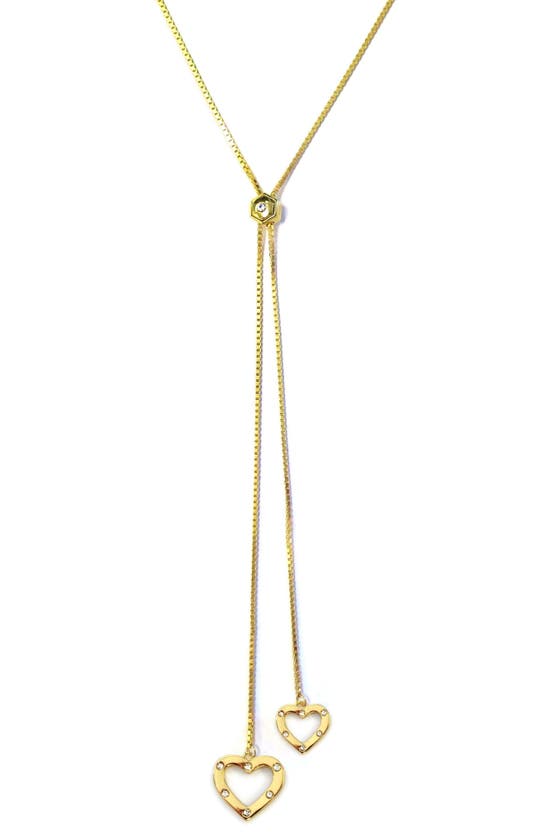 Shop Liza Schwartz Heart Cz Lariat Necklace In Gold
