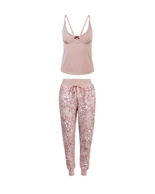 Adore Me Kaiden Cami & Joggers Set In Floral Beige