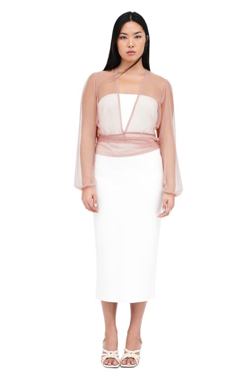 Shop Marcella Verona Sheer Mesh Wrap Bolero In Dusty Pink