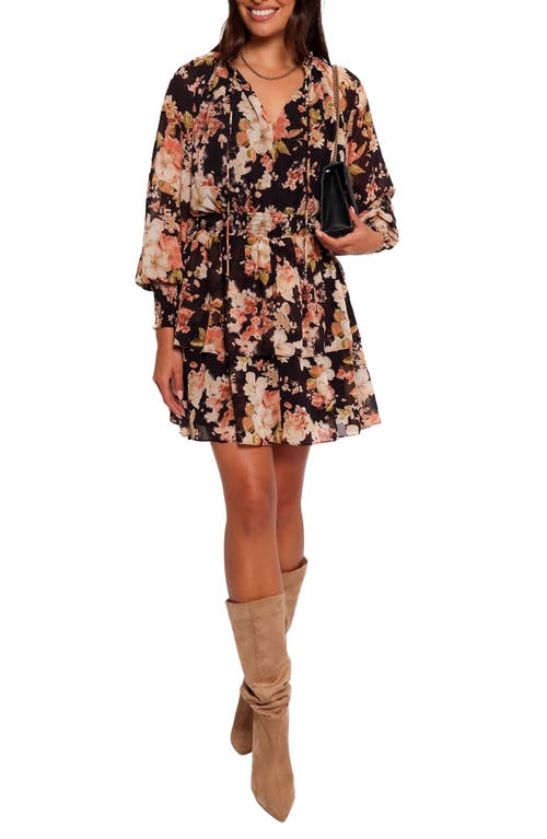 Petal And Pup Petal & Pup Anita Floral Print Long Sleeve Minidress In Black