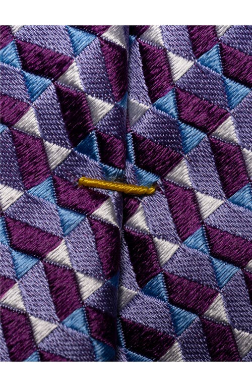 Shop Eton Micro Geometric Silk Tie In Medium Purple