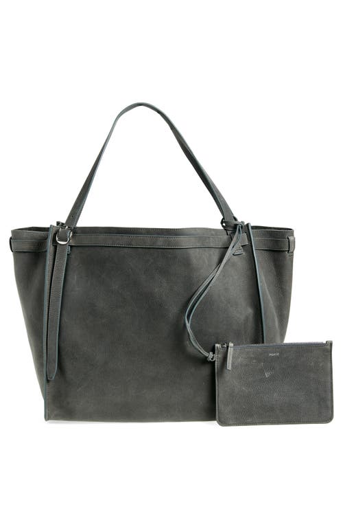 Shop Coperni Cabas Belted Leather Shoulder Bag In Grey Gry