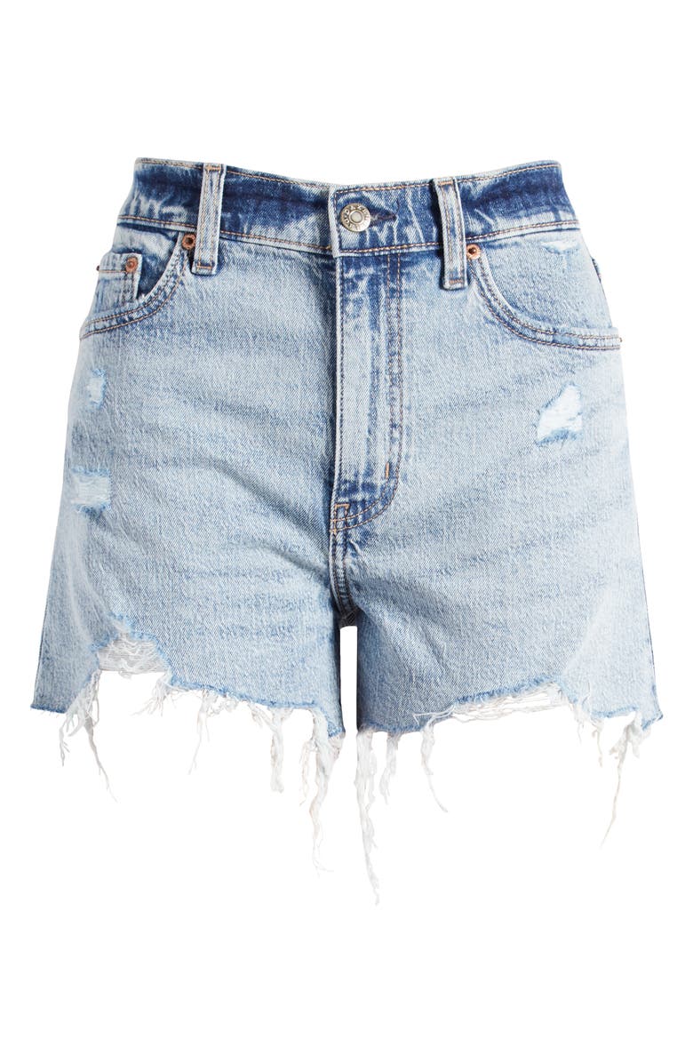 DAZE Troublemaker Distressed High Waist Denim Shorts, Alternate, color,