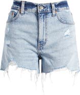 DAZE Troublemaker Distressed High Waist Denim Shorts