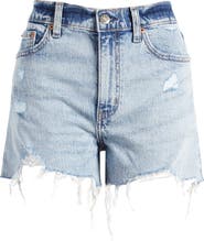 DAZE Troublemaker Distressed High Waist Denim Shorts