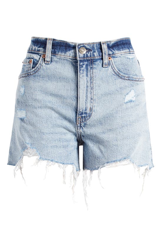 Shop Daze Troublemaker Distressed High Waist Denim Shorts In Just Kissed