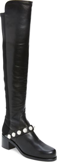 Red Underwear And Stuart Weitzman 5050 Black Over The Knee Boots