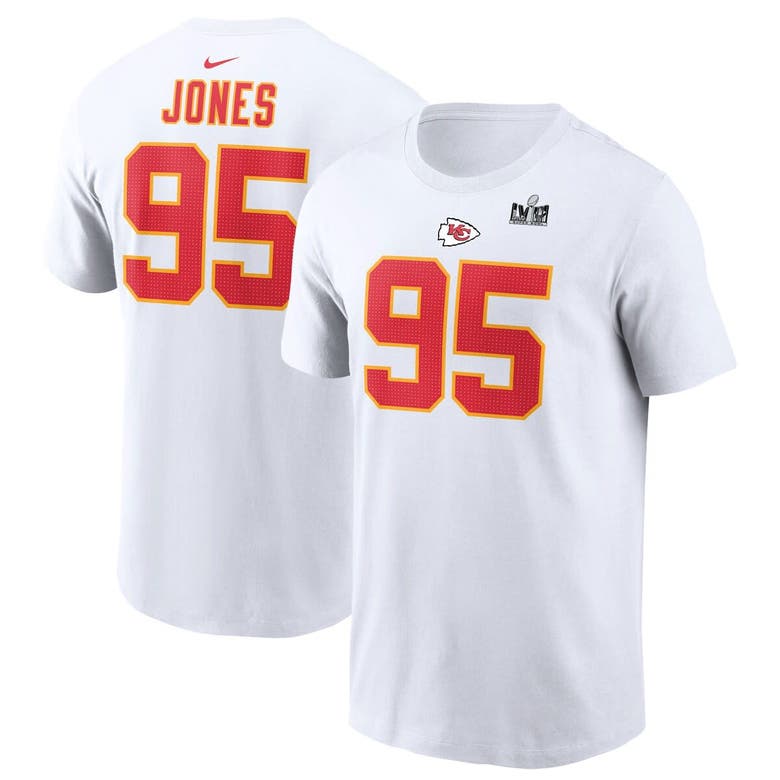 Shop Nike Chris Jones White Kansas City Chiefs Super Bowl Lviii Patch Name & Number T-shirt
