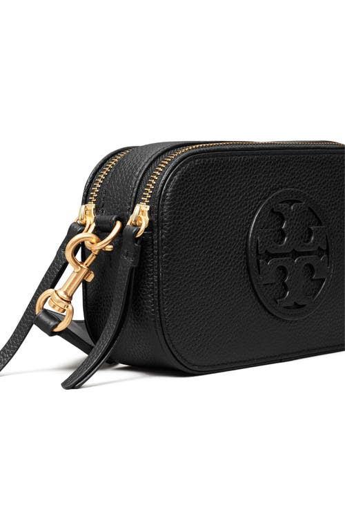 Tory Burch Miller Mini Zip Leather Crossbody Bag In Black