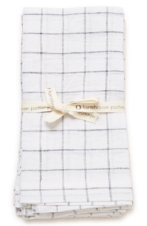Farmhouse Pottery Set of 4 Washed Linen Napkins in White Check at Nordstrom