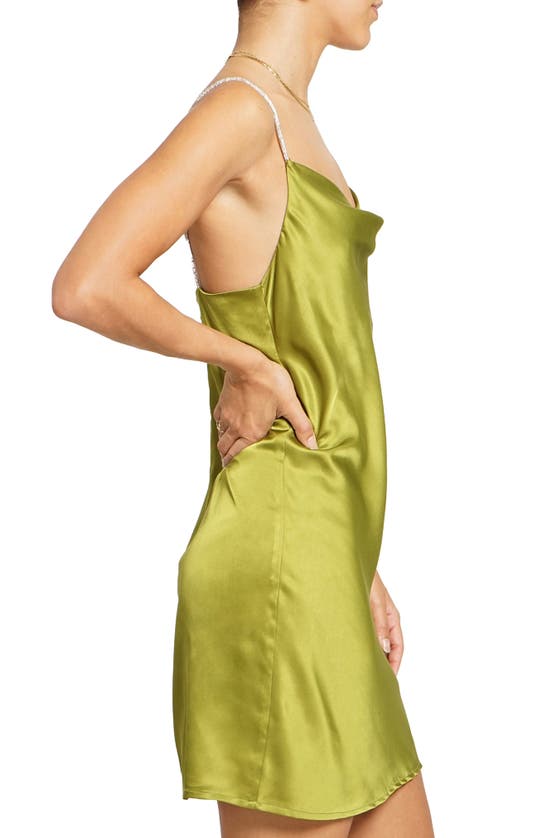 Shop Know One Cares Jewel Strap Satin Minidress In Chartruese