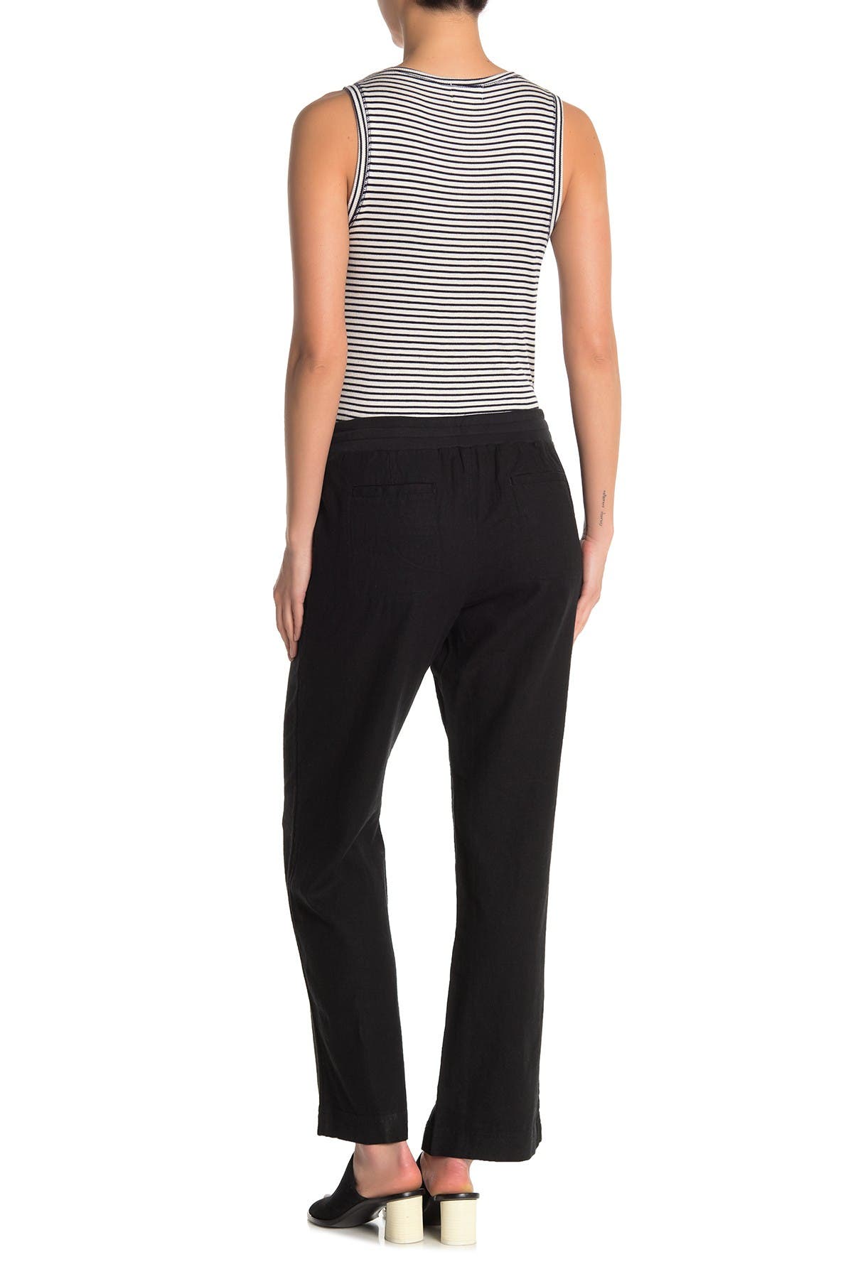 Caslon Linen Blend Straight Leg Pants in Black at Nordstrom Rack, Size X-Small