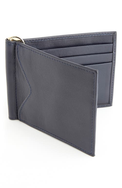 ROYCE New York RFID Leather Money Clip Card Case in Navy Blue at Nordstrom