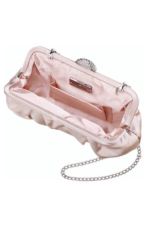 Nina Concord Pleated Satin Frame Clutch In Pearl Rose