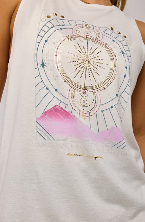 Shop Spiritual Gangster Abundance Jade Cotton & Modal Graphic Muscle Tank In Birch