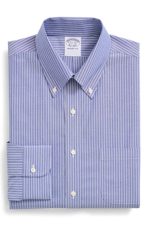 Brooks Brothers Men's Regent Fit Stripe Stretch Cotton Dress Shirt in Blue Ground Stripe at Nordstrom, Size 15 - 33