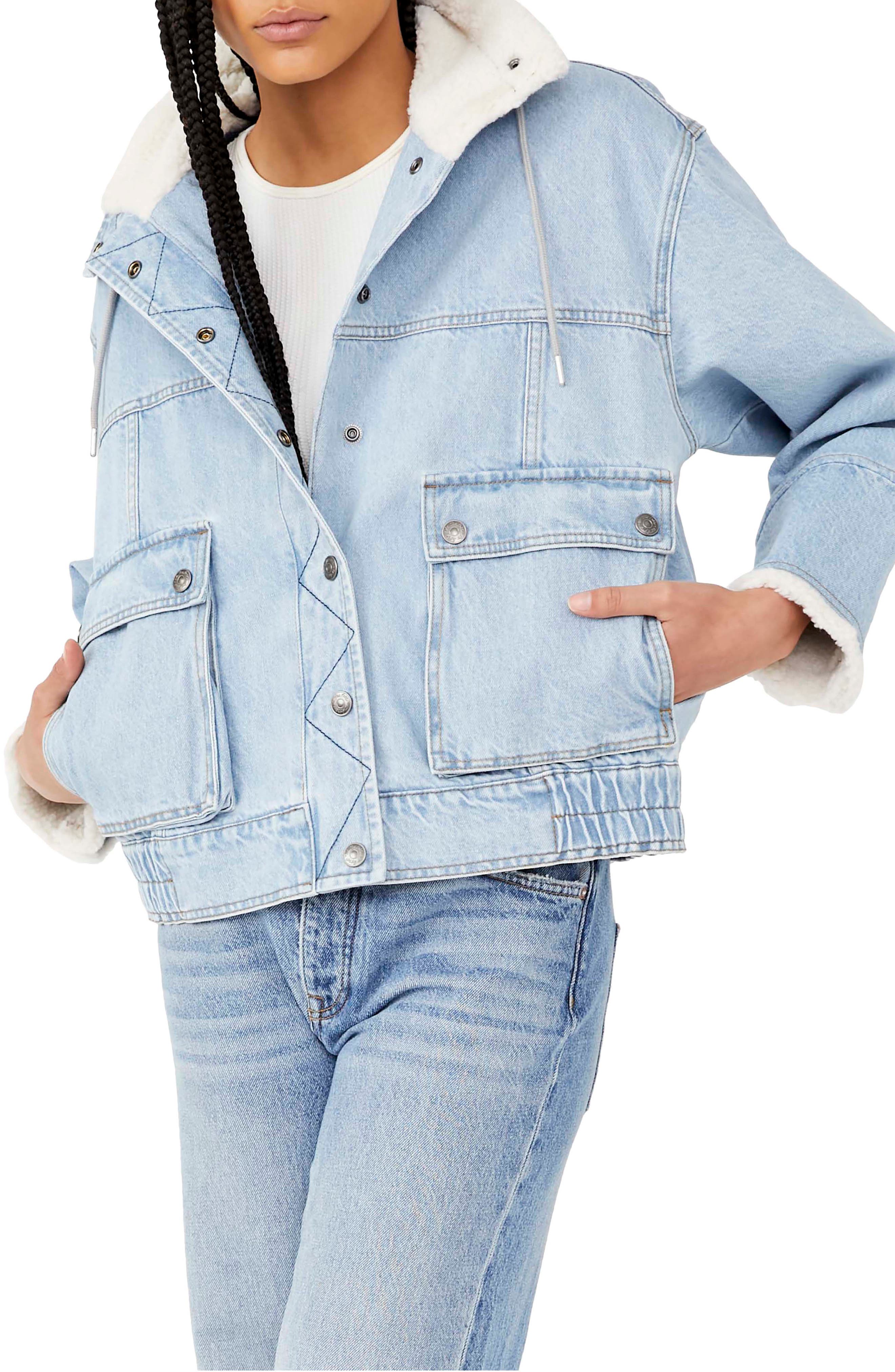 oversized denim bomber jacket