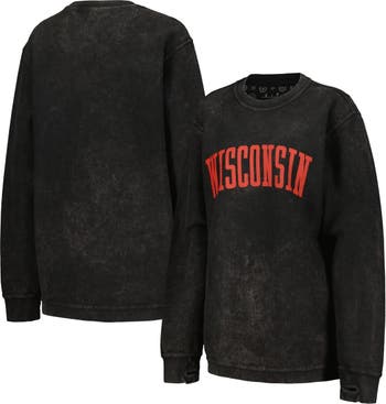 Pressbox Women's Pressbox Black Boston University Comfy Cord Vintage Wash  Basic Arch Pullover Sweatshirt