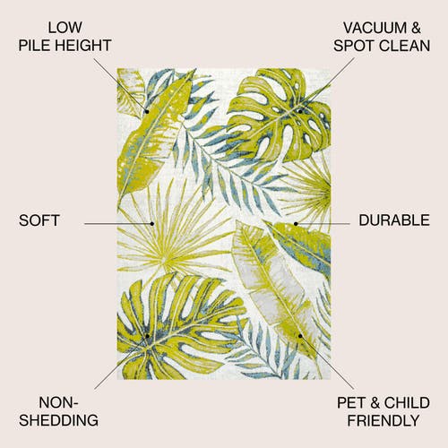 Jonathan Y Monstera Tropical Leaves Area Rug In Ivory/green