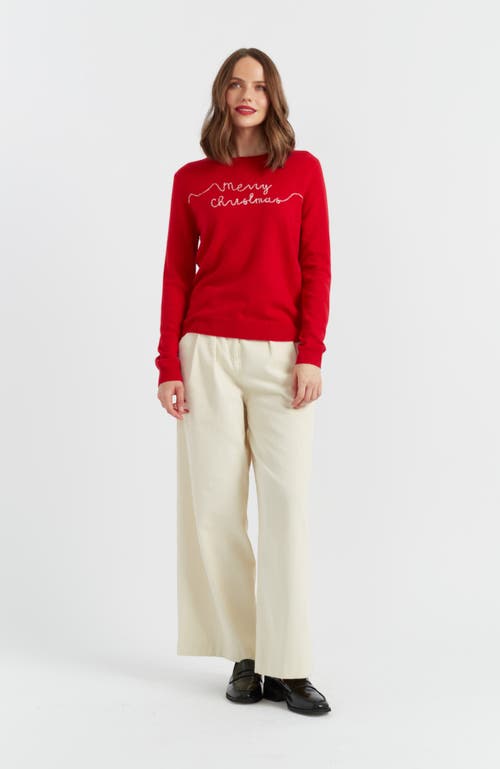 Chinti & Parker Merry Christmas Wool And Cashmere-blend Jumper In Red