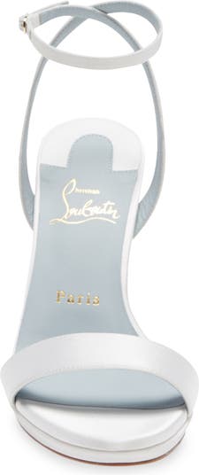 Loubi Queen 100 Satin Sandals in White - Christian Louboutin