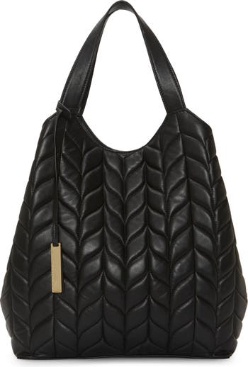 Large Casual Tote Bag With Quilted Stitching And Shiny Padded Fabric,  Shoulder Bag, High Capacity