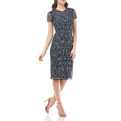 Js Collections Soutache Mesh Cocktail Dress, Blue