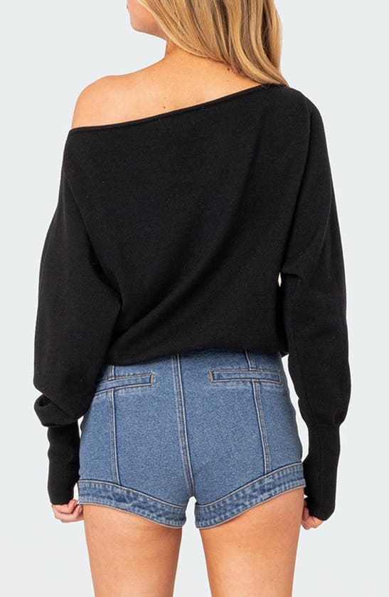 Shop Edikted Oversize Off The Shoulder Sweater In Black