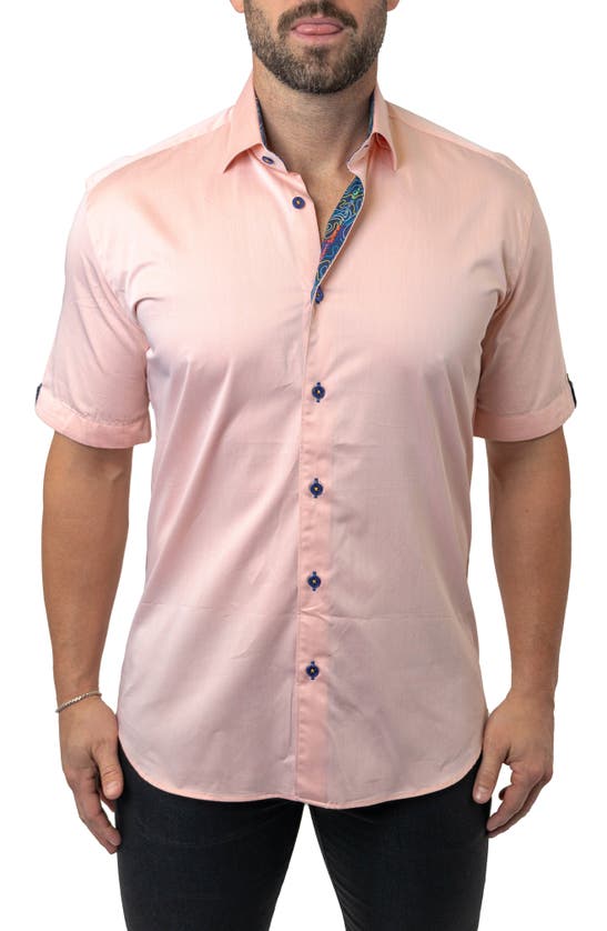 Maceoo Galileo Sorbet Orange Button-up Shirt In Orange