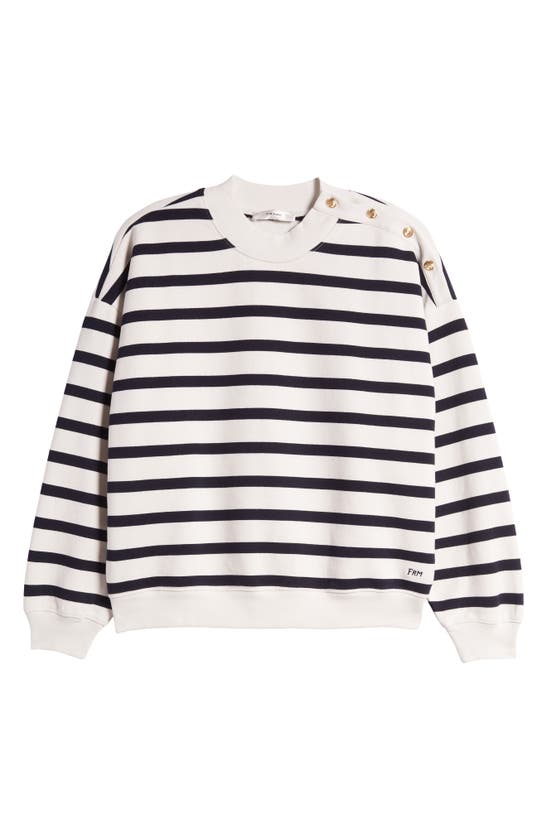 Shop Frame Button Stripe Sweater In Navy Multi