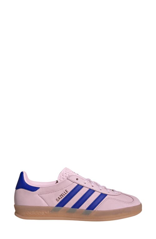Shop Adidas Originals Adidas Gazelle Indoor Sneaker In Clear Pink/lucid Blue/gum 3